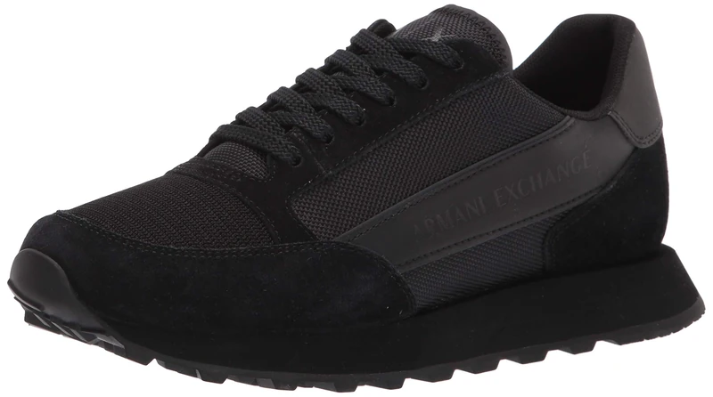 Armani Exchange Mens Low-Top Sneakers, Black, 7 UK