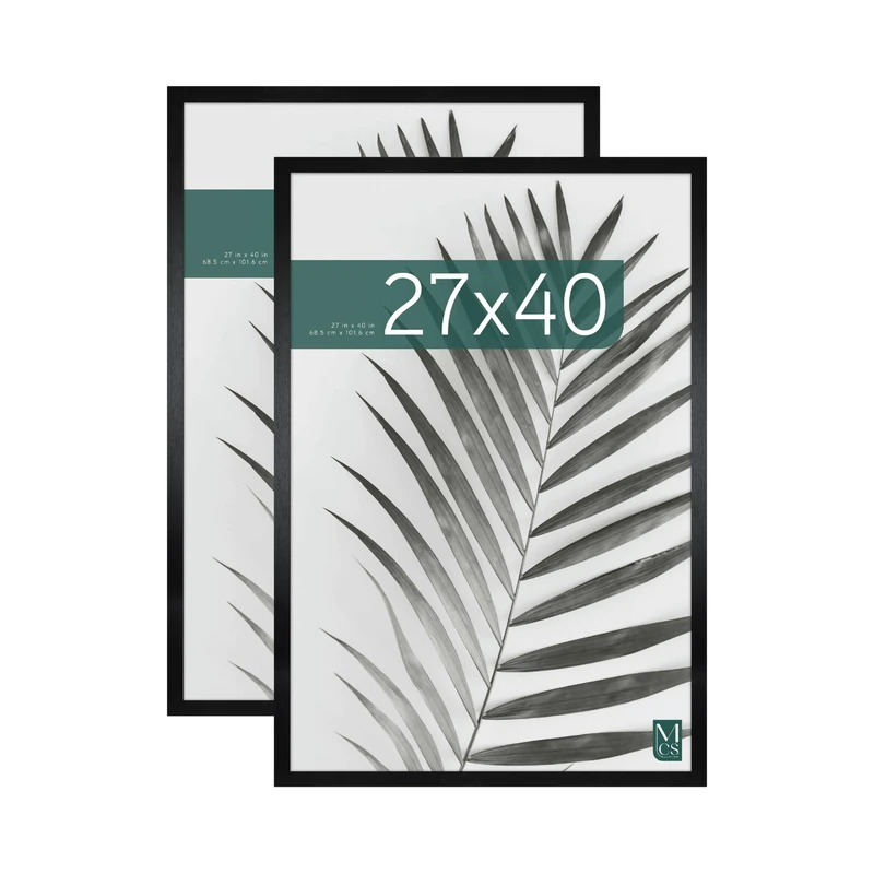 MCS Studio Gallery 27x40 Poster Frame Black Woodgrain, Vertical & Horizontal Wall Hanging Large Picture Frame for Photos, Posters & Art Prints (2-Pack)