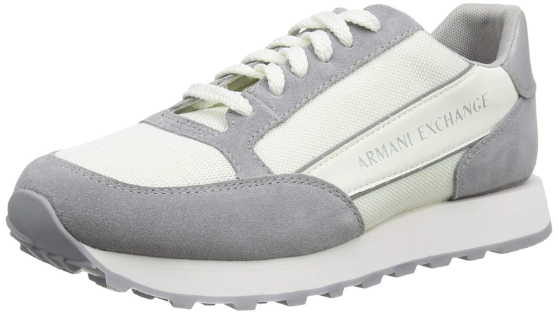 Armani Exchange Suede Bicolor Sneakers, Sneaker Men's, White (Off White Silver), 8 UK