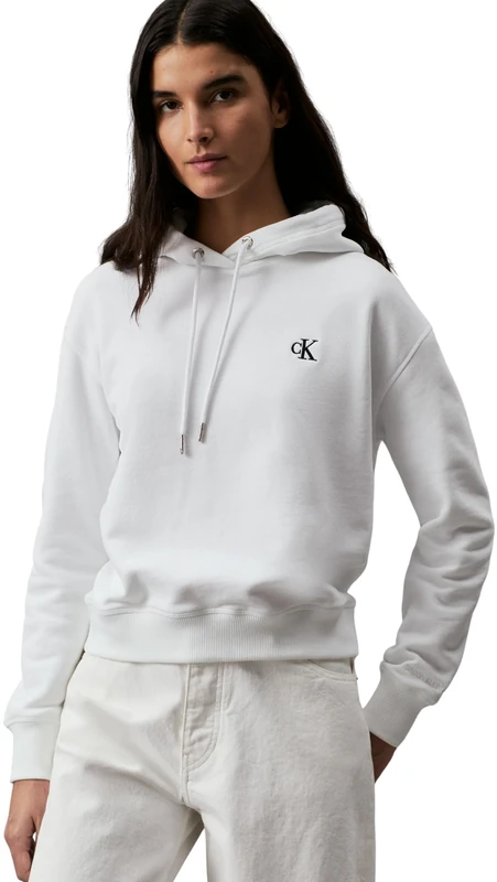 Calvin Klein Jeans Women Sweatshirt Ck Embroidery no Hood, White (Bright White), L