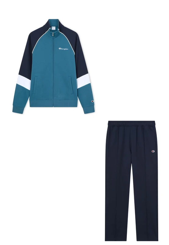 QIFL Champion Men Full Zip Sweatsuit, Petrol Blue