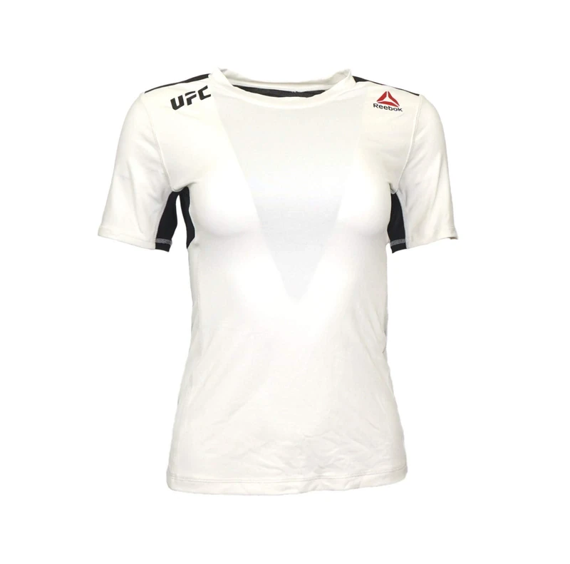 Reebok UFC AZ9680 Women's Chalk White Training Short Sleeve Compression Rash Guard, Chalk white