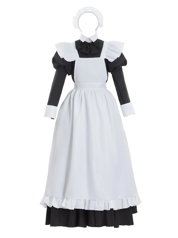miccostumes Women's Classic Maid Uniform Long Dress Cosplay Costume - Multicoloured - Large Black/White