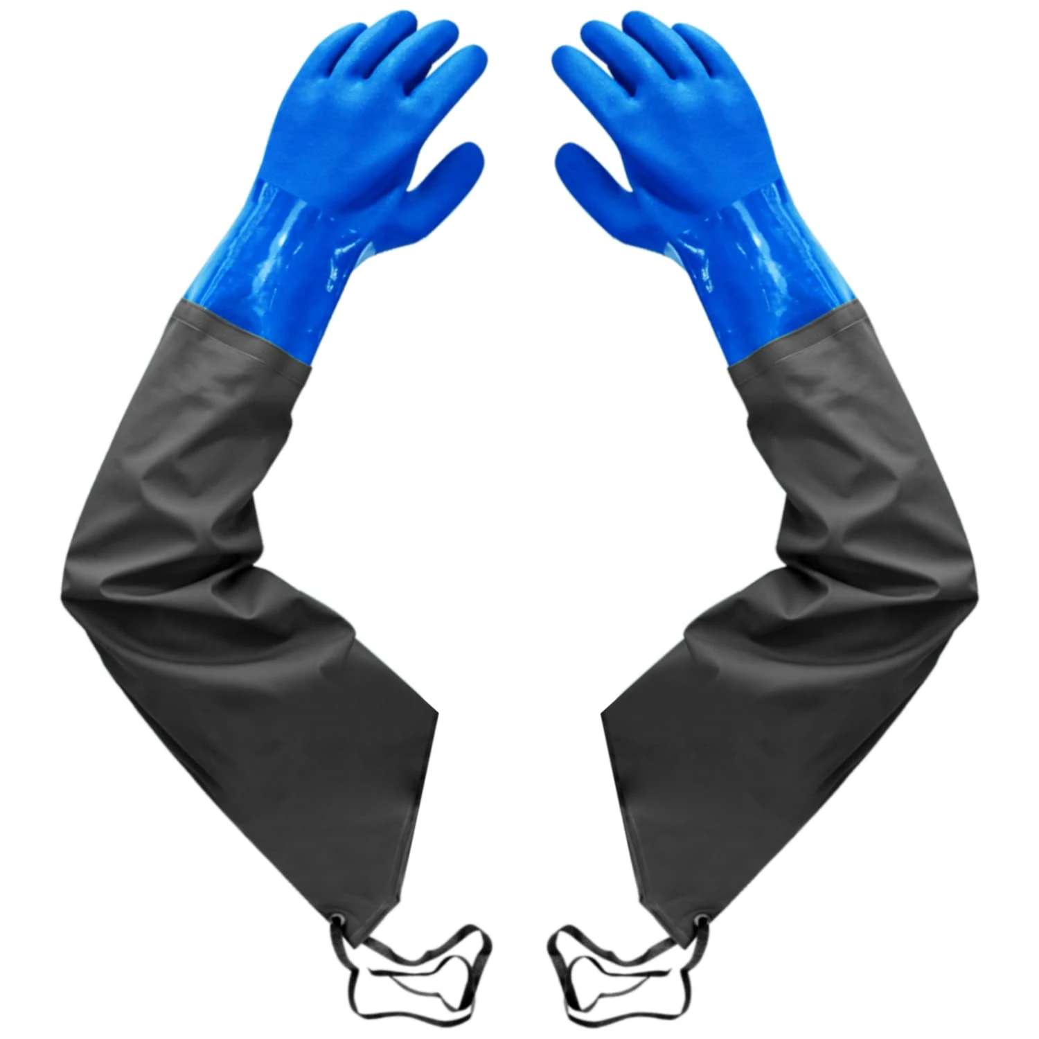 Long Rubber Gloves, Elbow Length Drain, Heavy Duty Pond, Chemical Protective for Resist Strong Acid, Alkali and Oil