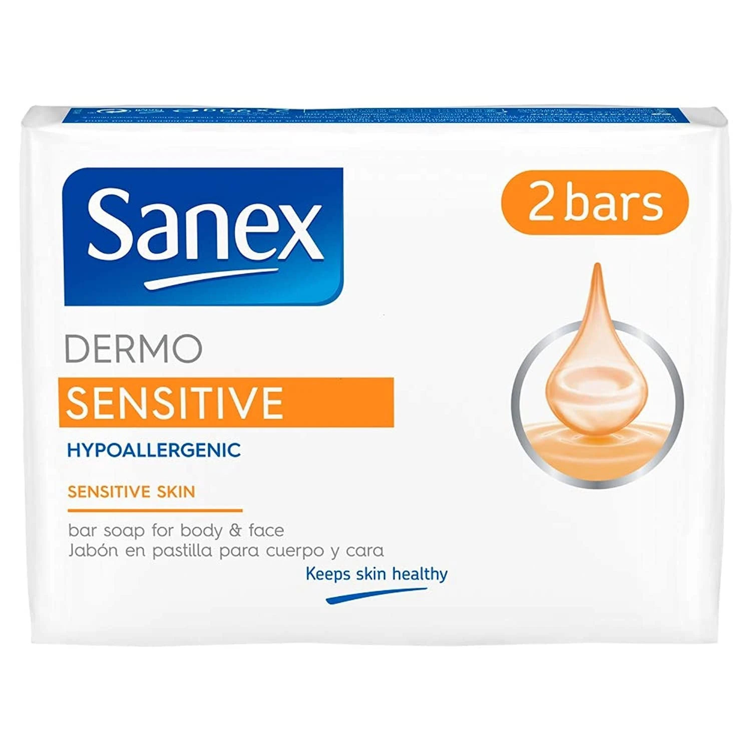 Sanex Sensitive Skin Bar Soap 90g 2 Pack - Hand Soap - Specifically developed for Sensitive Skin on the Face and Body