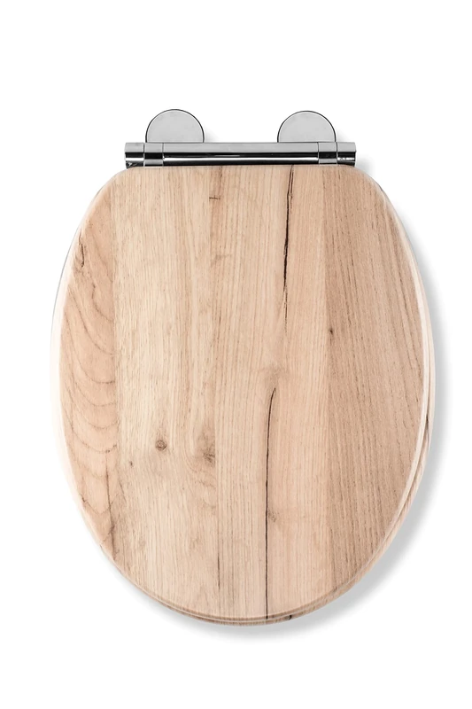 Croydex Corella Flexi-Fix Soft Close Wooden Toilet Seat - Quick Release Button for Easy Cleaning and Adjustable Hinges with Top and Bottom Fixings, Antibacterial Heavy Duty Grey Toilet Seat (Grey Oak)