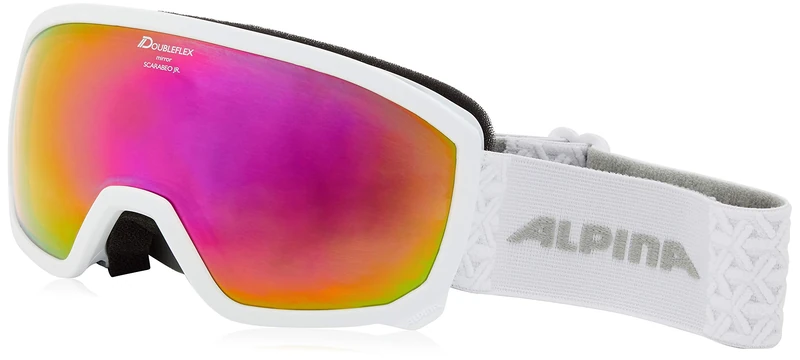 ALPINA Unisex - Children, SCARABEO JR. HM ski goggles, white, One Size