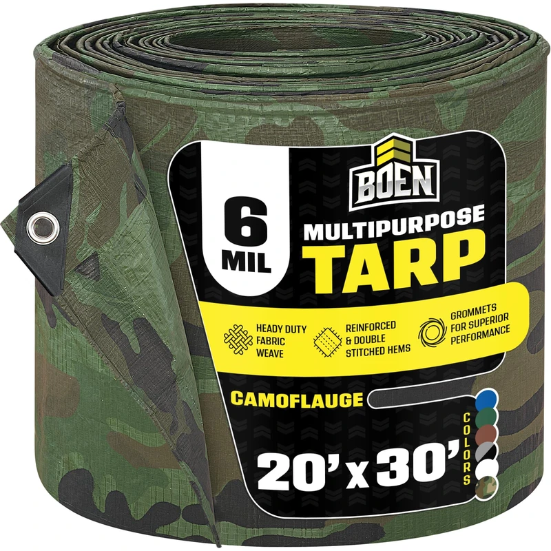 Multi-Purpose Camouflage Tarp Cover Heavy Duty Material, Waterproof, Great for Tarpaulin Canopy Tent, Boat, RV or Pool Cover and More (20' x 30') - Image 1