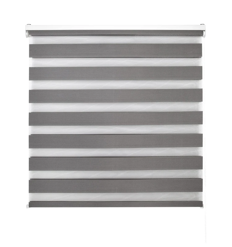 Blindecor | Night and Day Roller Blind to Measure | Double Layer | Anthracite Grey | 80 x 180 cm (W x H) Fabric Size 77 x 175 cm | Window Blinds