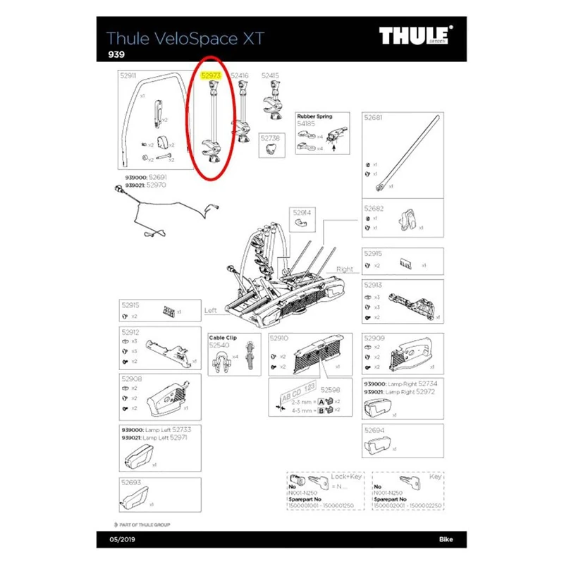 Thule 52973 Bikearm 482 mm with torque knob,Black