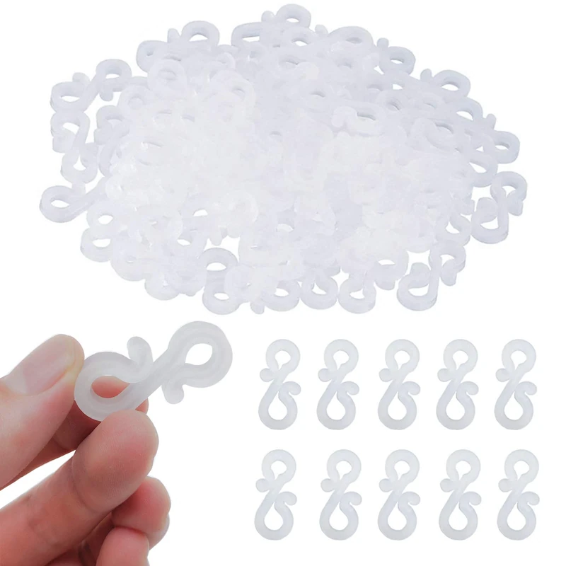 QISF 100 Pcs Gutter Hooks Mini Plastic Outdoor Christmas Lights Hanging Hooks Party Lights Hanger Wire Holder for Christmas/Birthday/Anniversary Decoration