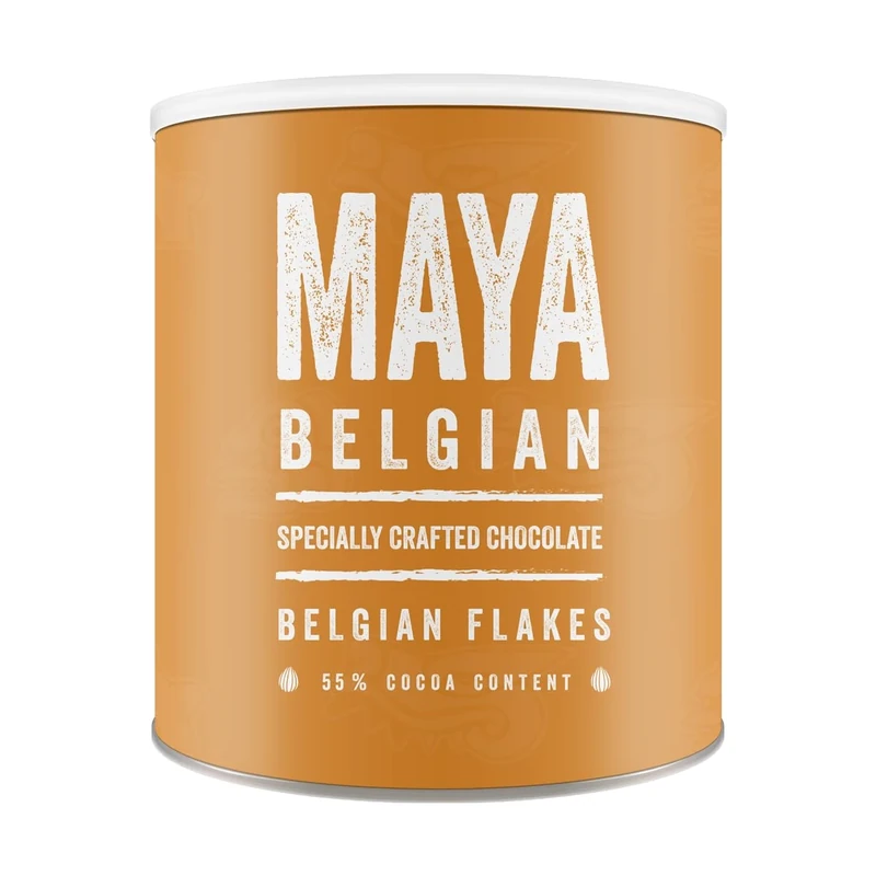 Maya Drinks Belgian Flakes Drinking Hot Chocolate Cocoa for Home, Cafe, Business Shop (Vegan, Gluten Free, No GMO's) (1KG Resealable Tub)