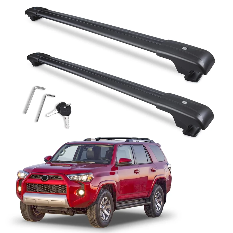Autekcomma Heavy Duty Roof Rack Crossbars Replacement for 2007-2021 Toyota 4Runner,Anti-Corrosion,Aircraft Aluminum Black Matte with Anti-Theft Locks (ONLY FIT Original EXISTING Side Rail)