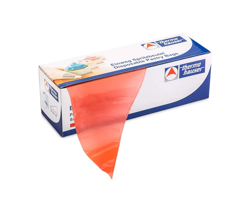 Thermohauser 8300048970 Disposable Piping Bags (Plastic PE), Maximum Grip, Red, 100 Pieces, 53.0 x 27.5 x 0.0075 cm