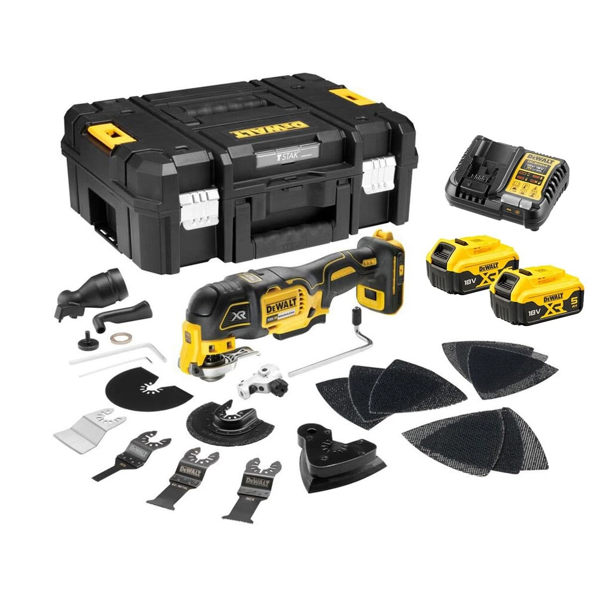 Dewalt DCS356P2 18v XR Brushless 3 Speed Multi Tool +35 Accessories +Tstak 2x5ah