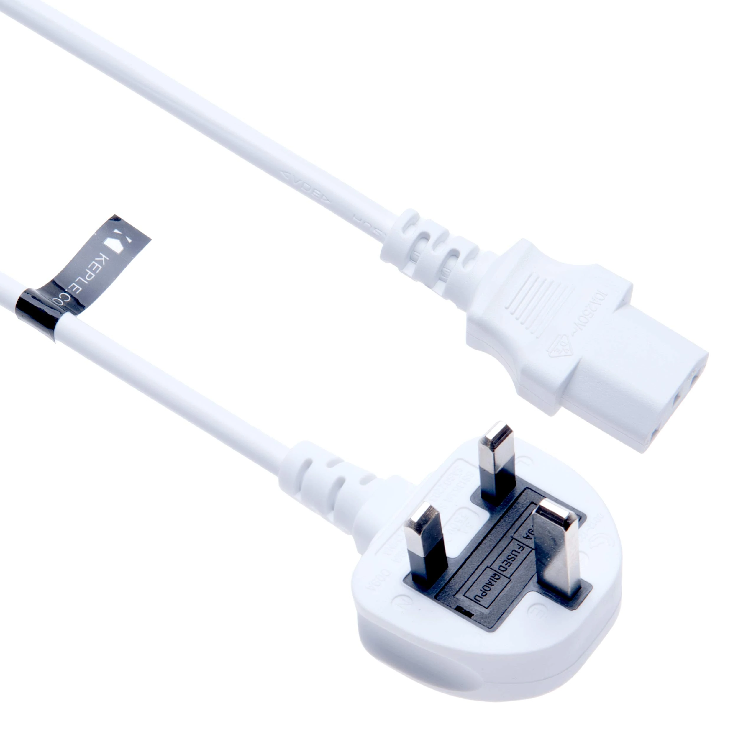 3 Pin Mains Power Lead 3 Prong Plug Cord Kettle Cable Compatible with Samsung Toshiba LG Sony Panasonic Acer Asus BenQ Dell Compaq LCD Plasma TV and LED Monitor (C13 to UK 3 Pin Plug) 2m (White)