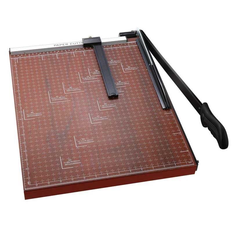 Voluker Guillotine A3 Paper, Metal Base, Paper Cutter, Can Cut 10 Sheets at The Same Time Paper, 48.5 x 38.5 x 3.2 cm, Red