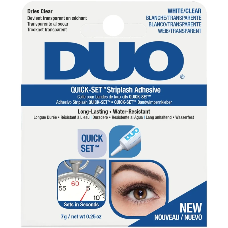 Duo Quick Set Clear Lash Glue, Striplash Adhesive, Latex Free, Rapid Dry, Easy Use, Dries Clear, False Eyelash Glue, 7 g, (Pack of 1)
