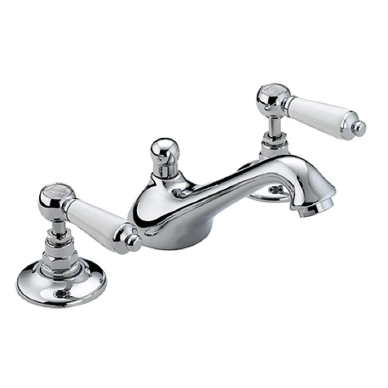 Bristan Renaissance 3 Hole Basin Mixer with Pop-up Waste Bathroom Taps, Chrome Plated (RS2 3HBAS C)