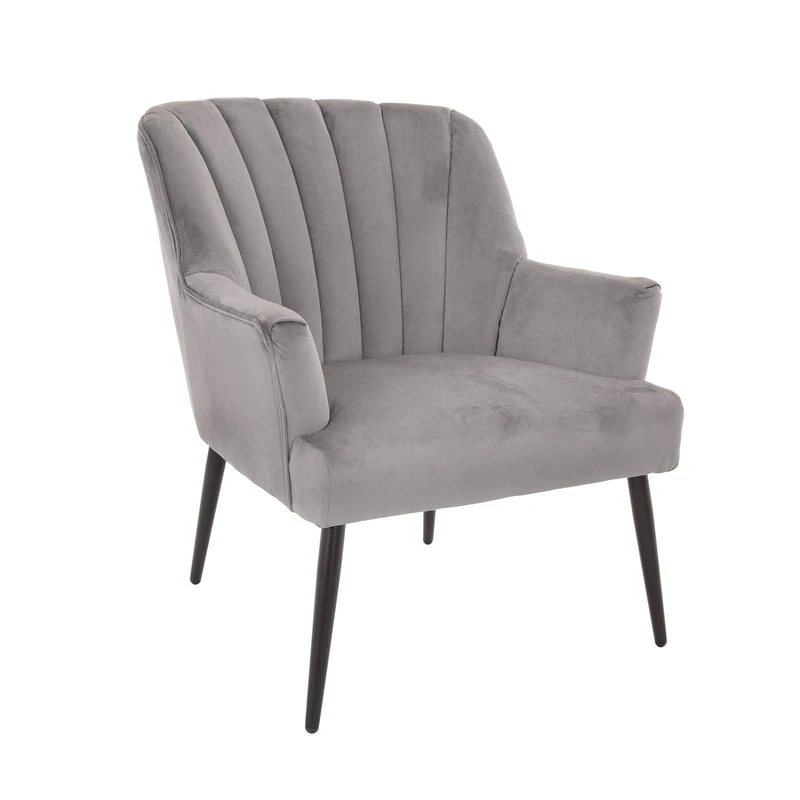 XS-Stock Velvet Armchair, Textile, Light Grey, One Size - Image 1