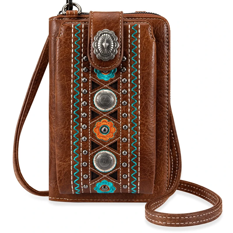 Montana West Small Crossbody Cell Phone Purses for Women Western CellPhone Wallet Bags with Coin Pocket, Brown 114, S - Image 1