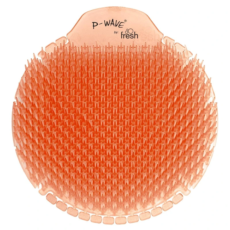 P-Wave Slant6 Urinal Mats Scented, 10 Screens Pack, Fits Most Urinals & Waterless, Long Lasting 30 Days Urinal Deodoriser & Odour Neutraliser, Anti-Splash Guard Slanted Bristle, Mango - Image 1