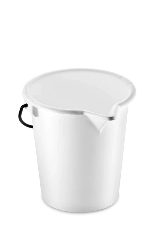 thermohauser Measuring Bucket (Plastic LDPE), Scale and Spout, Diameter 28 cm, 10 L, White