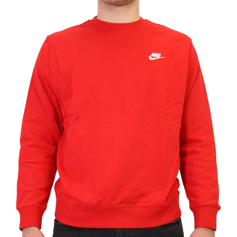 Nike M NSW Club CRW Ft Long Sleeved T-Shirt - University Red/(White), X-Large