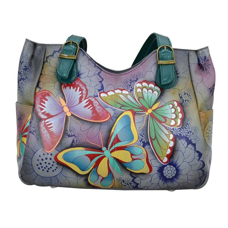 Anna by Anuschka Women's Shoulder Bag – Leather, Butterfly Paradise, One Size