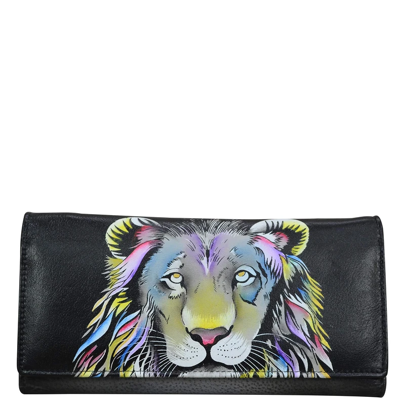 Anna by Anuschka Women's Tri-fold Clutch Wallet Leather, Lion Pride, One Size