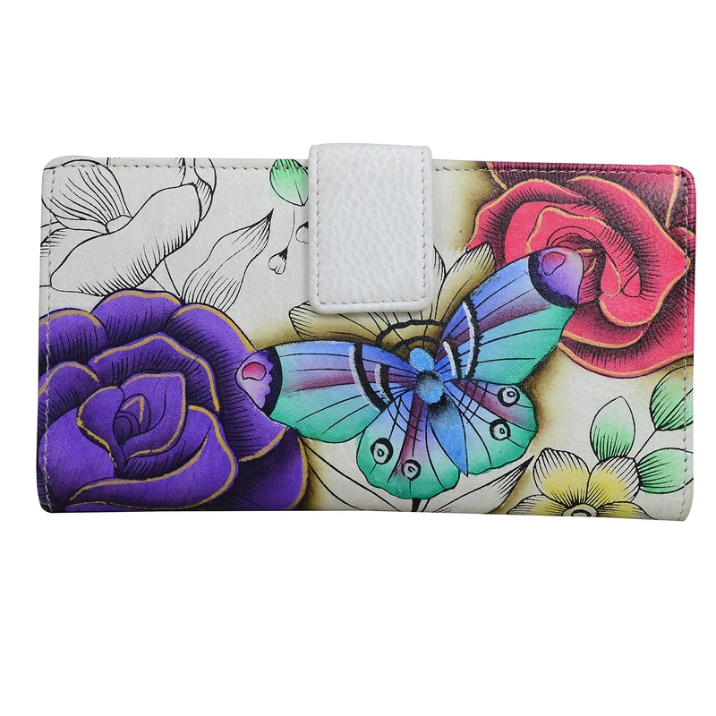 Anna by Anuschka Women's Foldable Leather Folding Wallet, Flower Paradise, One Size