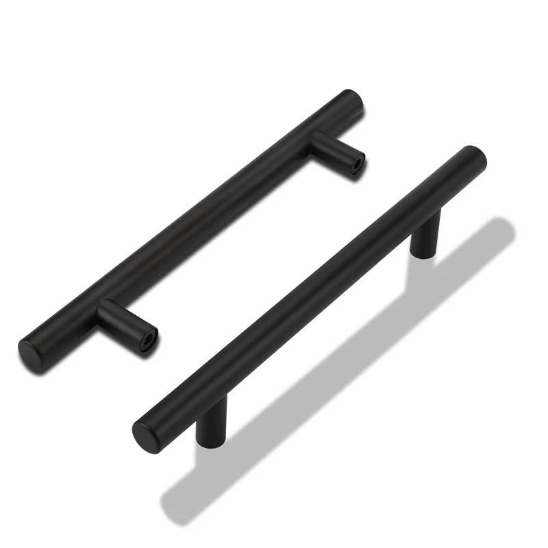 LONTAN 5 Pack Black Kitchen Handles 224mm Black Cupboard Handles Drawer Pulls Kitchen Door Pulls for Cabinet Wardrobe Bathroom Stainless Steel