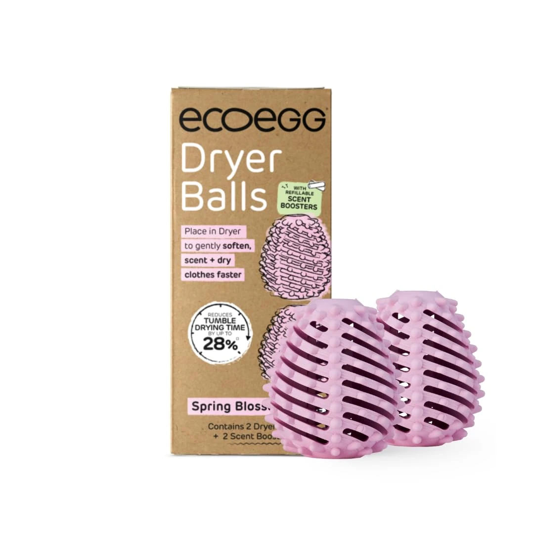 Ecoegg Dryer Balls | Reduces Drying Time | Tumble Dryer Balls Replacement | Freshens and Softens Clothes | Hypoallergenic | Spring Blossom | 2 Eggs | Scent Boosters