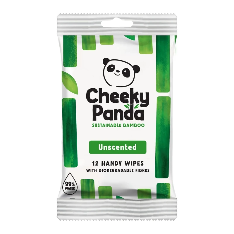 The Cheeky Panda Bamboo Hand Wipes | 12 Travel Wipes | 100% Plastic Free and Biodegradable Wet Wipes