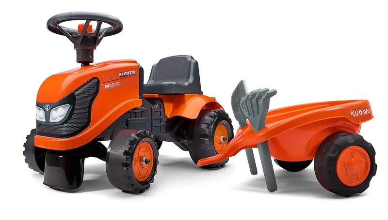 Falk - Kubota tractor carrier with trailer - From 12 months - Made in France - Shovel and rake included - 2 customization styles - Customizable license plate - 260C