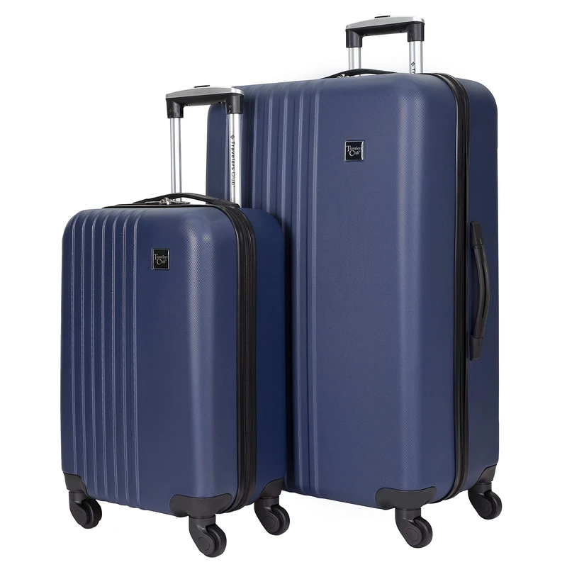 Travelers Club Cosmo Hardside Spinner Luggage, Navy Blue, 2-Piece Set (20/28), Cosmo Hardside Spinner Luggage