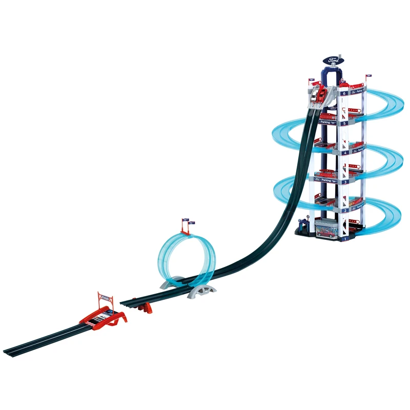 Theo Klein 3310 Ford parking garage with 6 levels and looping I One meter high parking garage with racing ramp, looping and ski jump I For children aged 3 and over