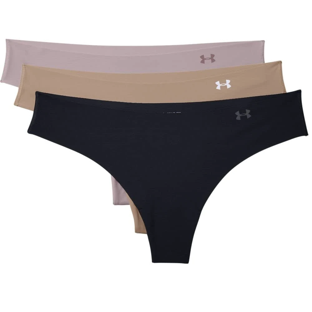 Under Armour Womens 3 Pack Thongs Black/Beige L