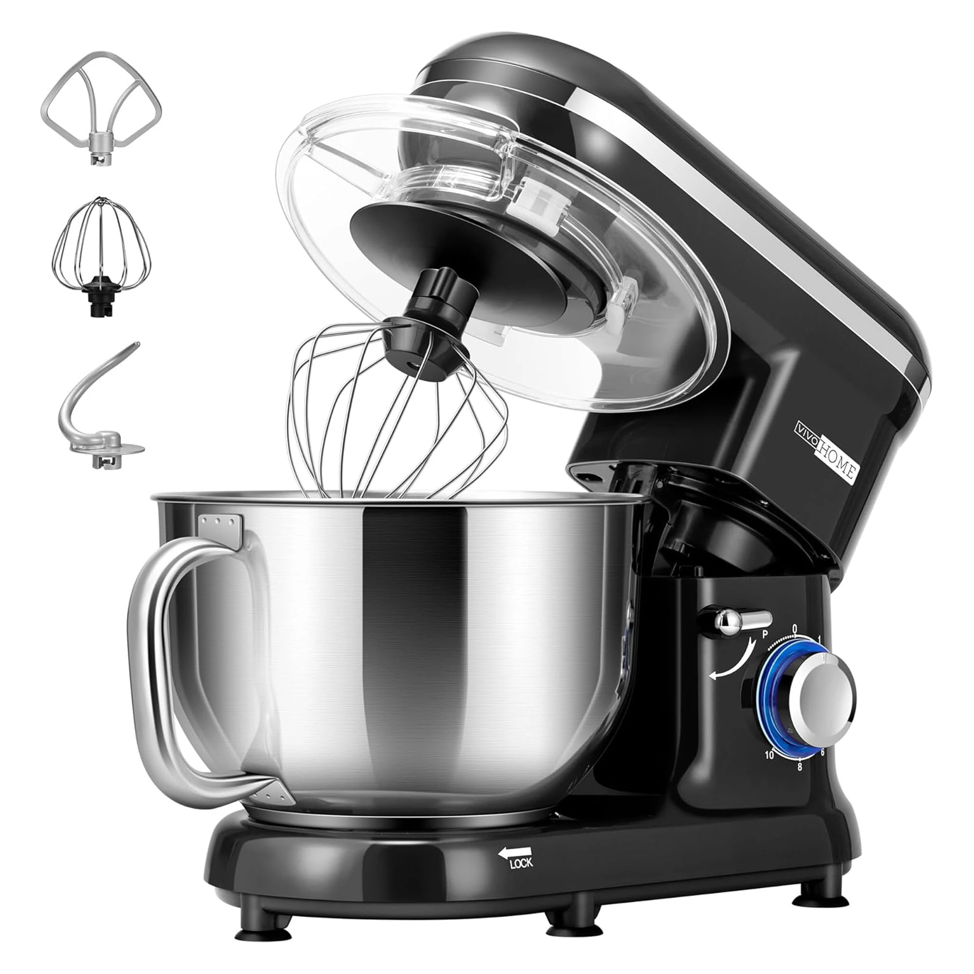 VIVOHOME Stand Mixer 660W 10 Speed 5.7L Tilt-Head Kitchen Electric Food Mixer with Beater, Dough Hook and Egg Separator