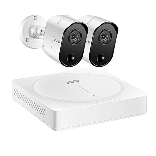 ZOSI 1080p 8 Channel Security Camera System for home, H.265+ Surveillance CCTV DVR and 2x 2.0MP Surveillance Bullet Camera Outdoor Indoor with PIR Motion Sensor, No hard Drive,no Hdd