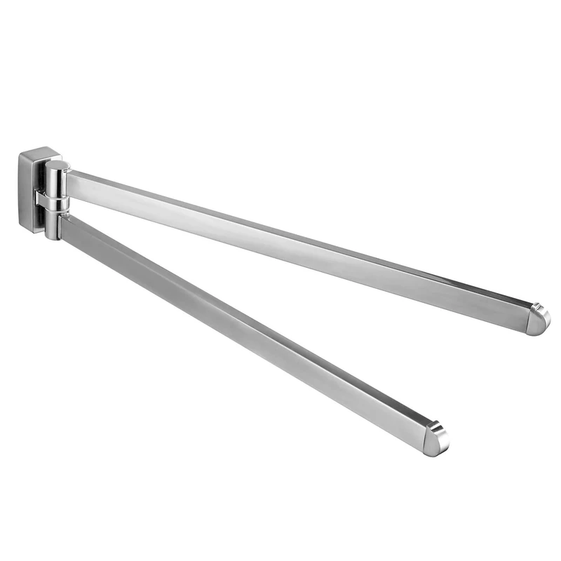 BGL Brushed Nickel Towel Rack – 304 Stainless Steel Wall-Mounted, 180° Swivel Double Arms, Anti-Slip End Caps, Space-Saving, Easy Installation, Modern Design