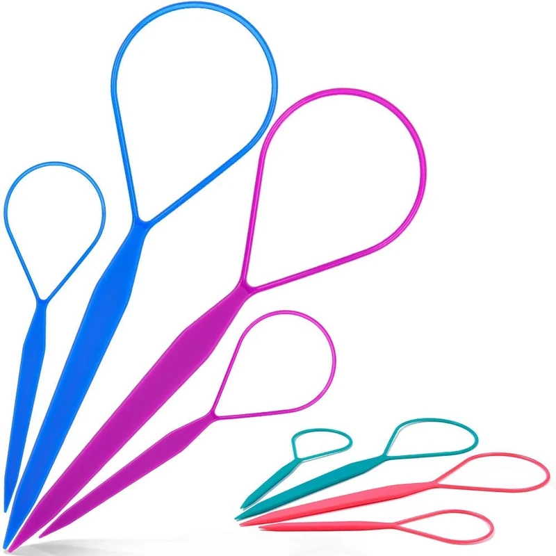 Topsy Tail Hair Tool, MORGLES 8pcs Hair Braiding Tool Topsy Tail Loop, 4 Colors