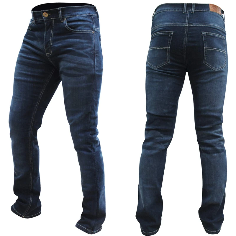 Bikers Gear Australia New Modern Comfort Stretch Denim Lined Protective Motorcycle Jeans with CE 1621-1 Protection, Blue Wash (34)