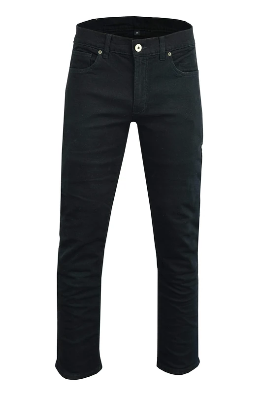 Mens Black Stretch Comfort Fit Kevlar Lined Motorcycle Jeans with Removable CE Armour