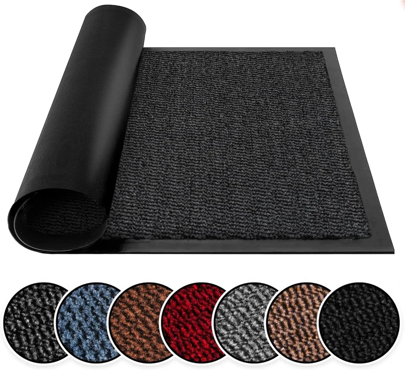 BLADO Washable Door Mats Indoor & Outdoor - Non-Slippery Heavy Duty - Stylish & Large Rubber - Perfect Dust Grabbing Doormats (Anthracite, 40cm x 60cm)