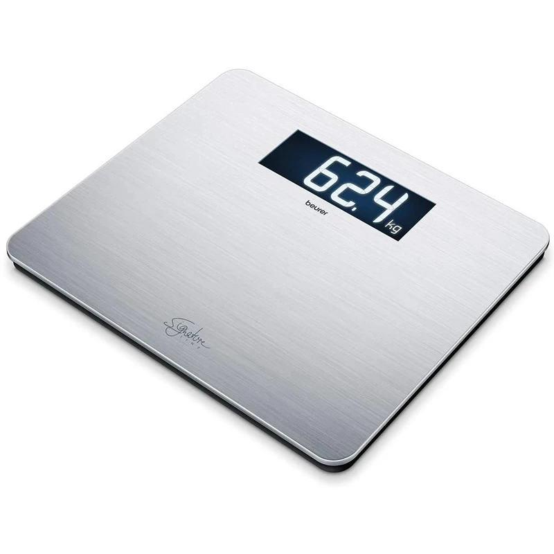 Beurer GS405 Signature Line Glass Bathroom Scale - Stainless Steel | XXL standing area | Made from safety glass for a robust and stylish finish | XXL digital display | 200kg weight capacity