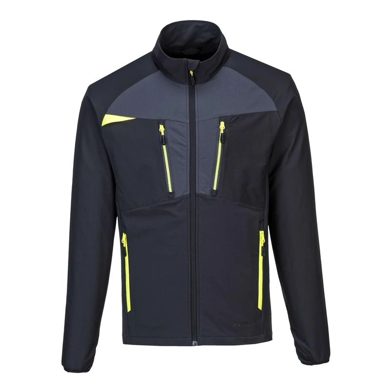 Portwest DX480 DX4 Zip Lightweight Mid Layer 4-Way Stretch Breathable Work Jacket with Pockets Ergonomic Fit Durable Performance for Work and Outdoor, Black, XXL - Image 1