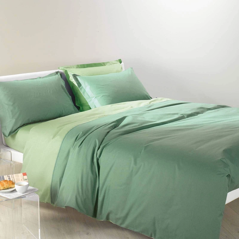 Caleffi - Single Duvet Cover Set Bicolor Single Colour Jade