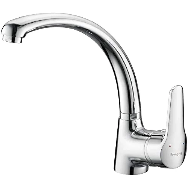 Ibergrif Roma - Kitchen Tap, Sink Mixer with High Spout, Chrome, Silver
