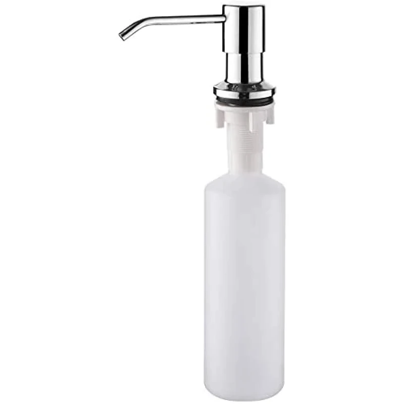 Ibergrif M34027 Kitchen Sink Soap Dispenser, Built in 500ml Liquid, Replacement Sink Dispenser Pump, for Bathroom and Dish Lotion Sink, 360° Rotation Nozzle, Stainless Steel, Silver